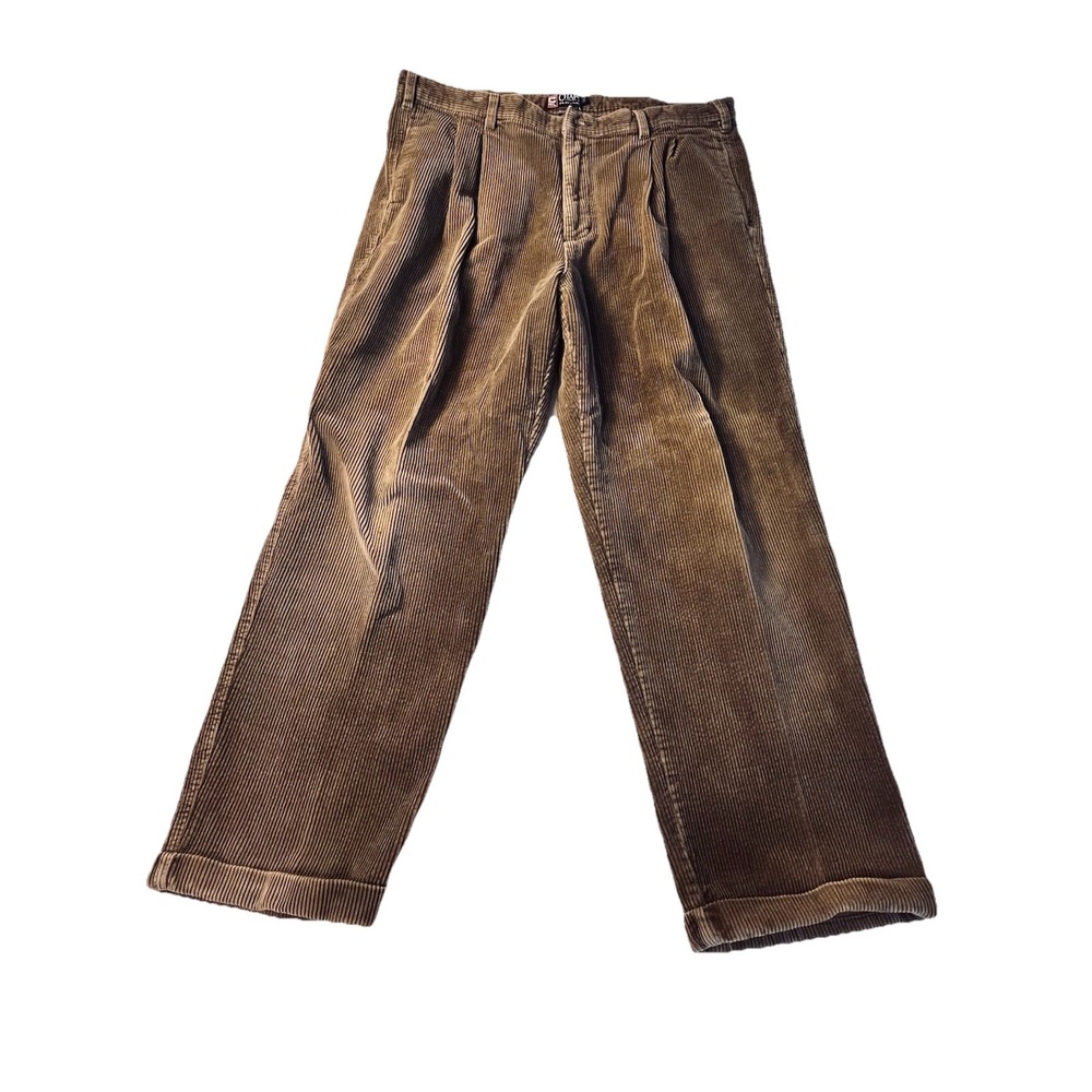 Polo by‎ Ralph Lauren Pleated Vintage  Brown Corduroy Trousers 40/30 EXCELLENT